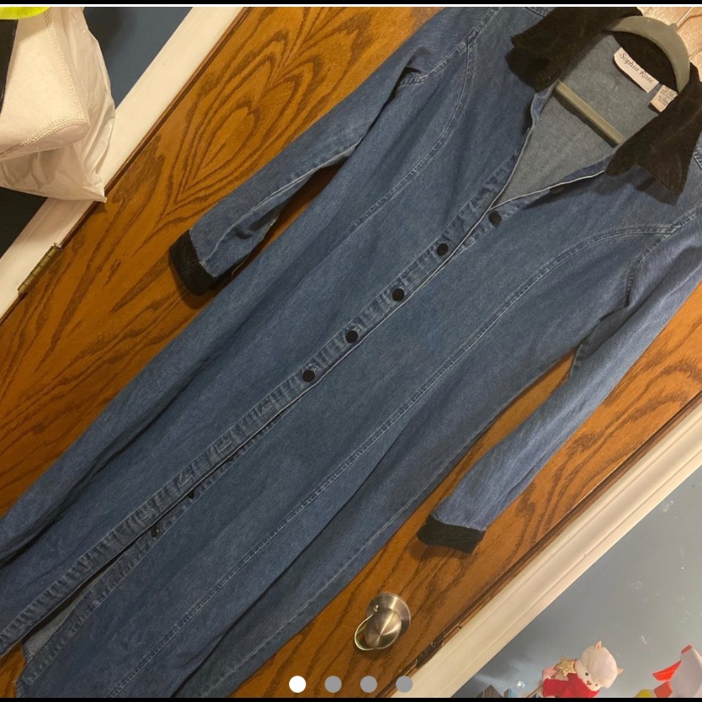RARE, SOPHIA ROSE VINTAGE DENIM DRESS W/ VELOUR ACCENTS!!